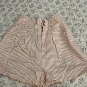 Stretchy high waisted short, pink and white striped, size small, urban outfitter